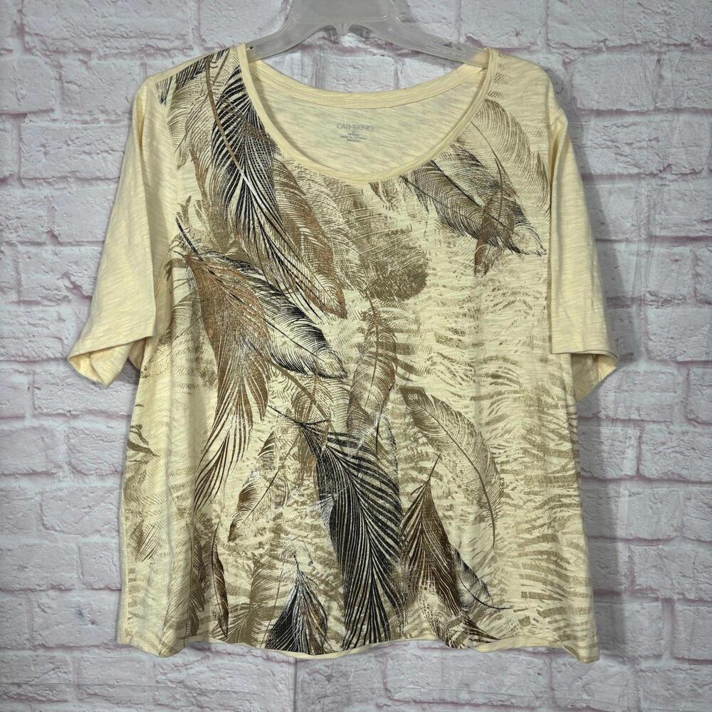 Catherine's Feather Print Top - Size 1X (18/20)